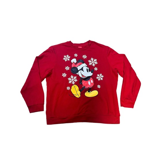 DISNEY MICKEY MOUSE SNOWY HOLIDAY CHRISTMAS SWEATSHIRT, RED 2X - Picture 1 of 5